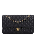 Caviar Quilted Medium Double Flap Black