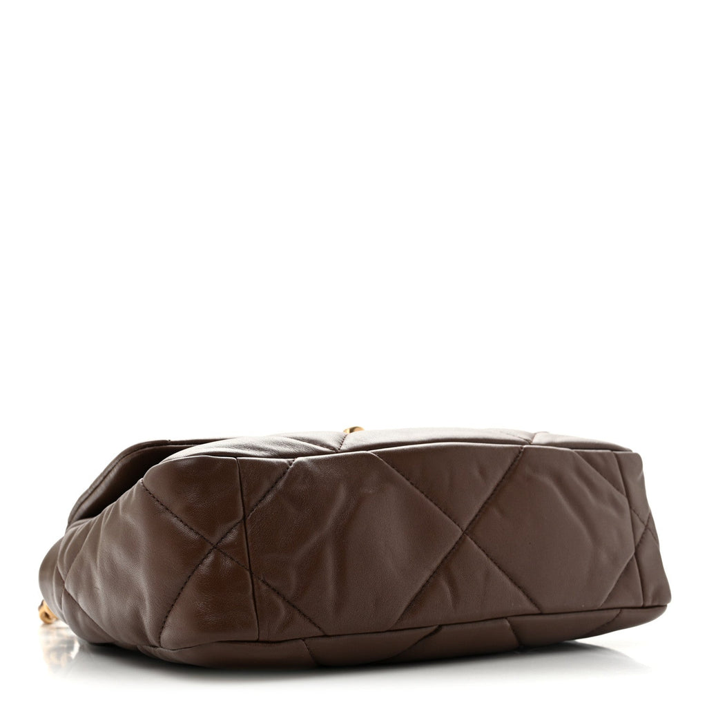 Lambskin Quilted Medium Chanel 19 Flap Dark Brown