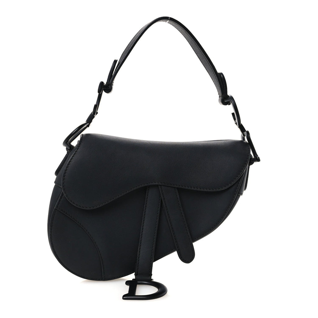 Ultra Matte Calfskin Mini Saddle Bag Black