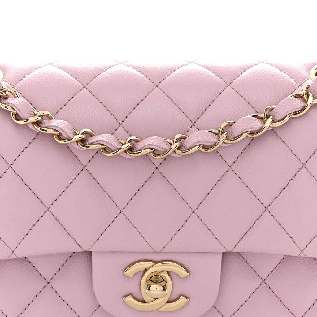 Caviar Quilted Small Double Flap Pink