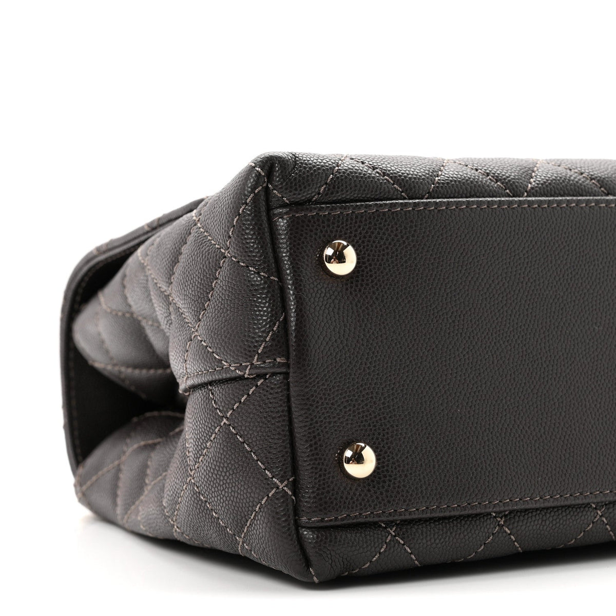 Caviar Quilted Small Coco Handle Flap Dark Brown