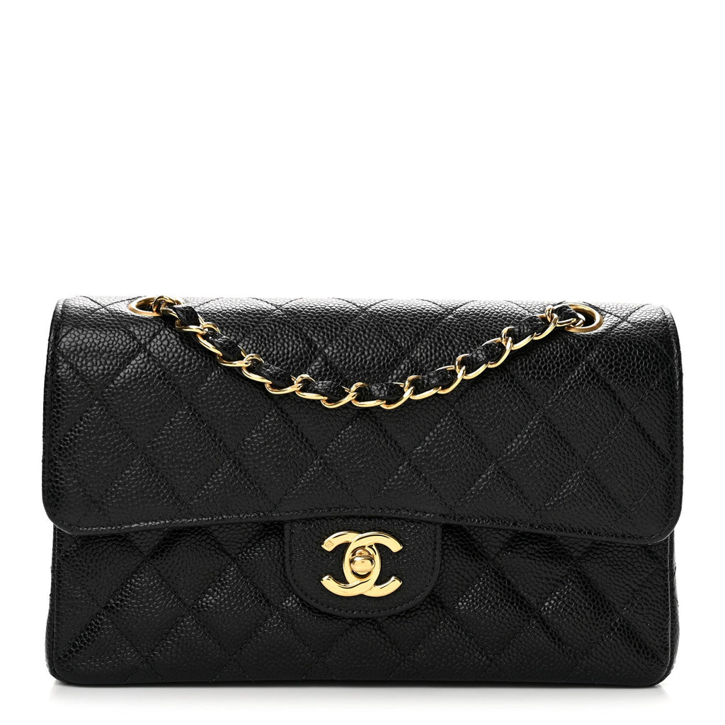 Caviar Quilted Small Double Flap Black
