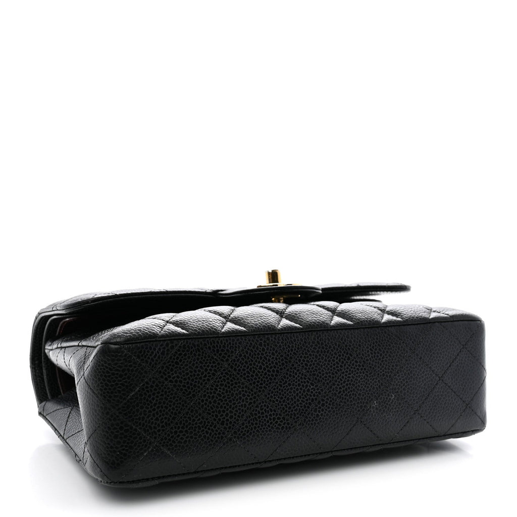 Caviar Quilted Small Double Flap Black