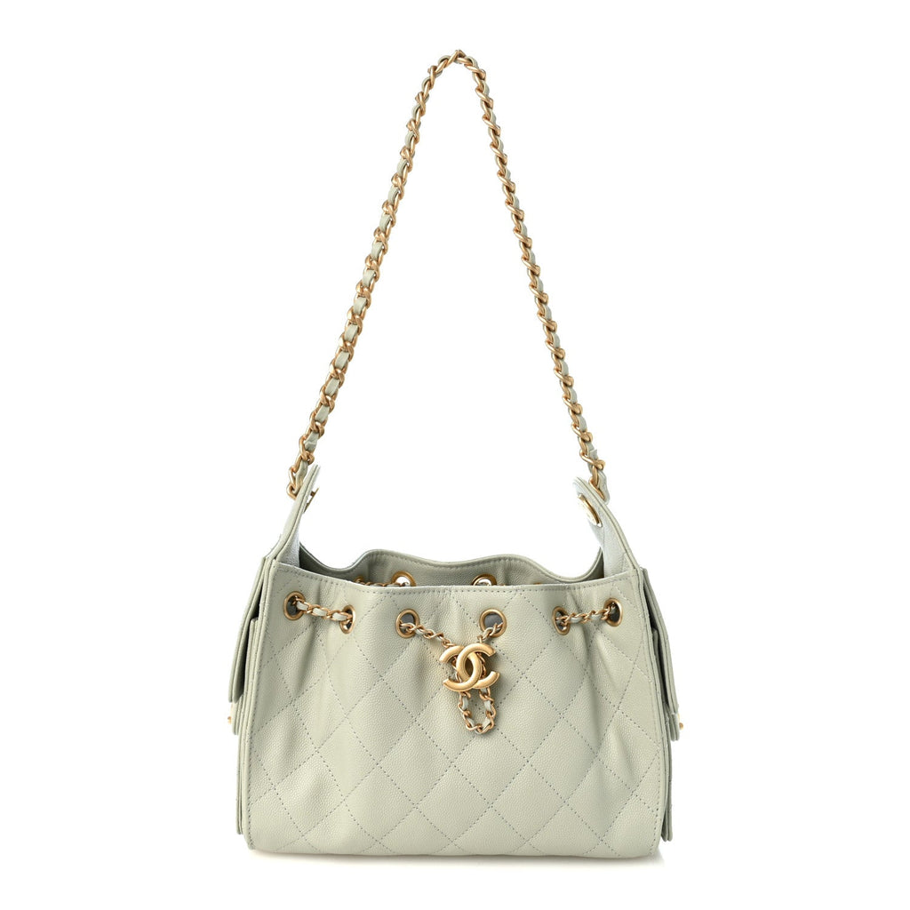 Caviar Quilted Mini Chanel 25 Handbag Light Green