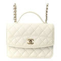 Caviar Quilted Top Handle Mini Chanel 25 Backpack White