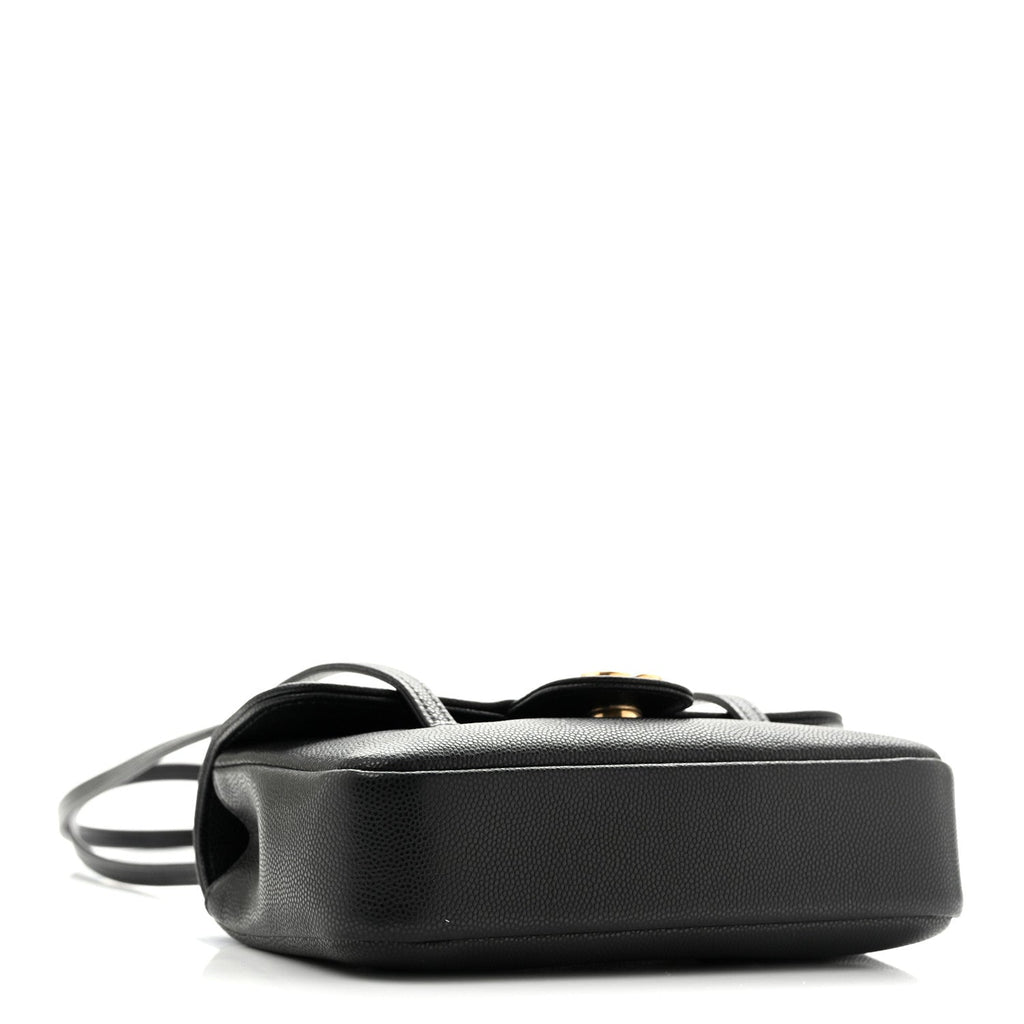 Shiny Caviar Mini Preppy Coco Shoulder Bag Black
