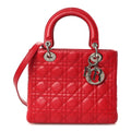 Lambskin Cannage Medium Lady Dior Red