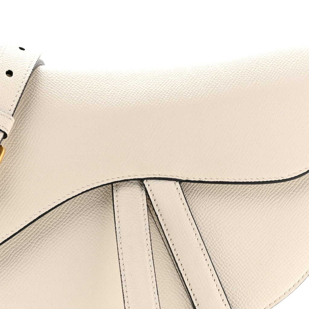 Grained Calfskin Saddle Bag With Strap Latte