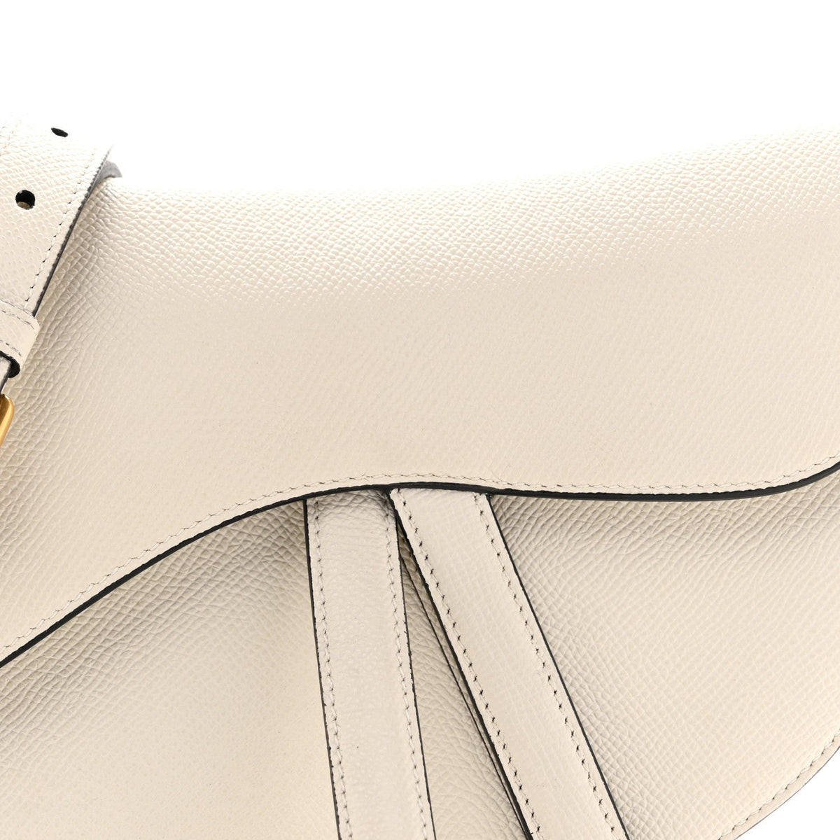 Grained Calfskin Saddle Bag With Strap Latte