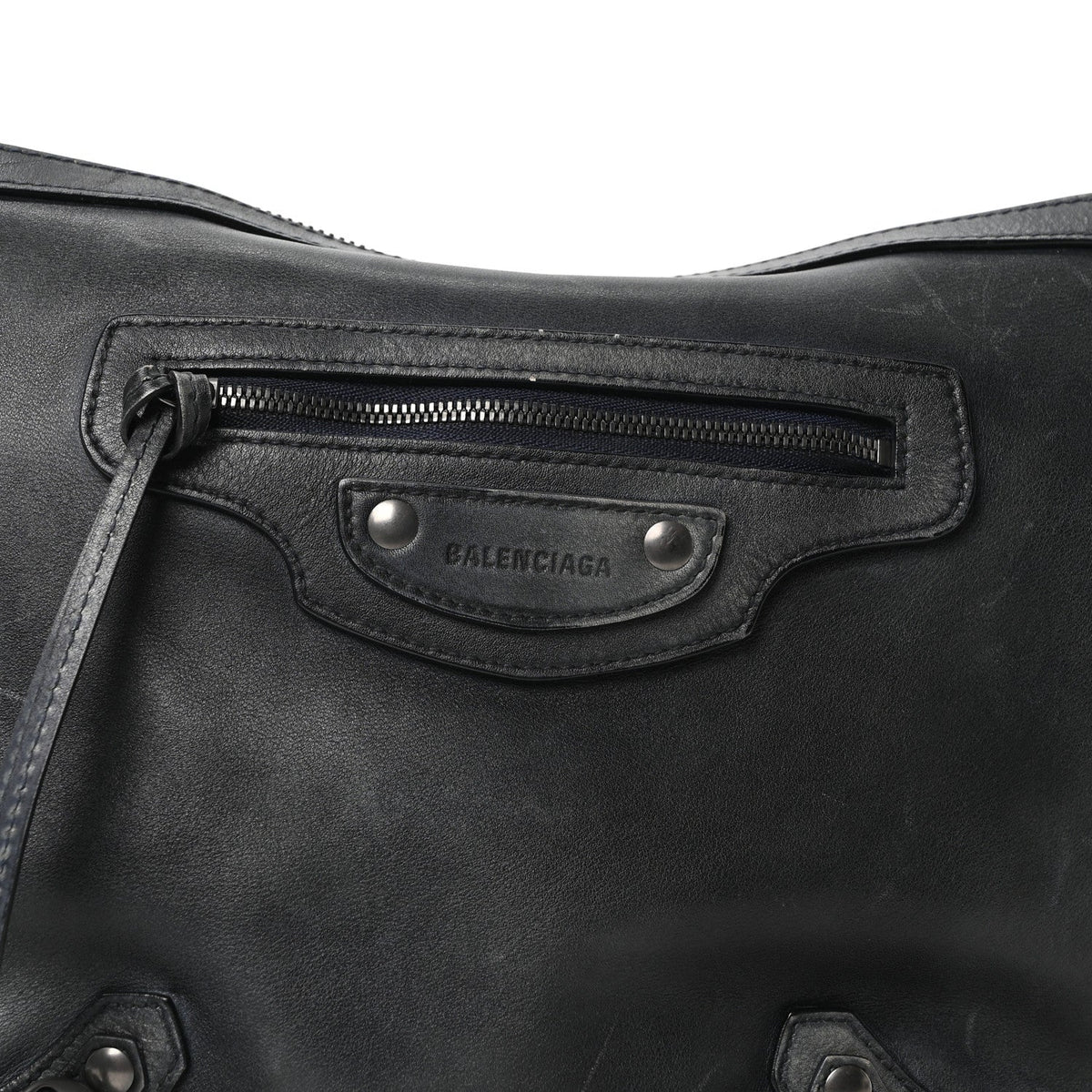 Used Calfskin Silver Hardware Small Neo Classic City Navy