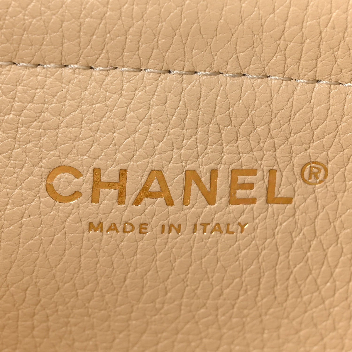 Grained Calfskin Stitched Urban Essentials Small Shopping Bag Beige