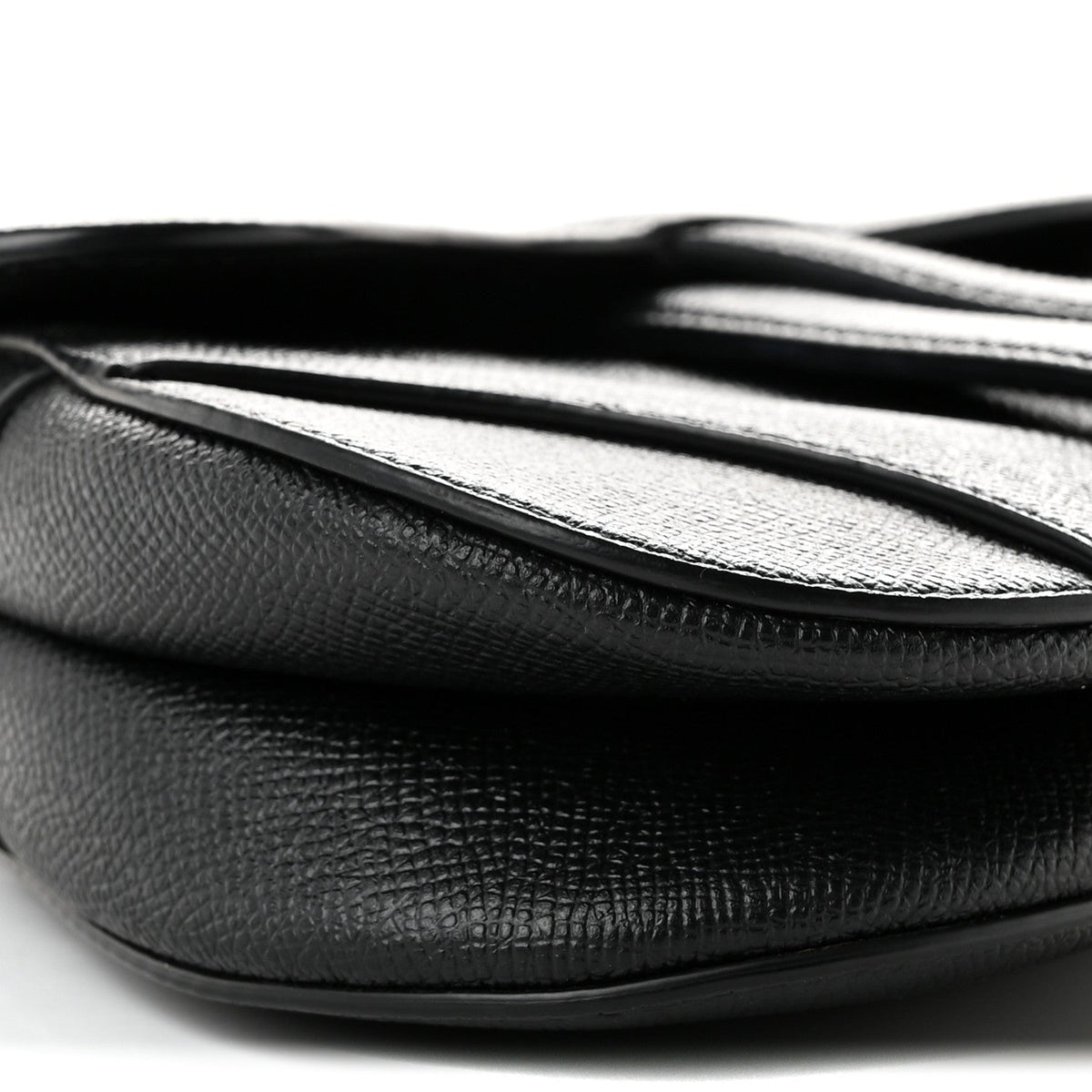 Grained Calfskin Mini Saddle Bag Black
