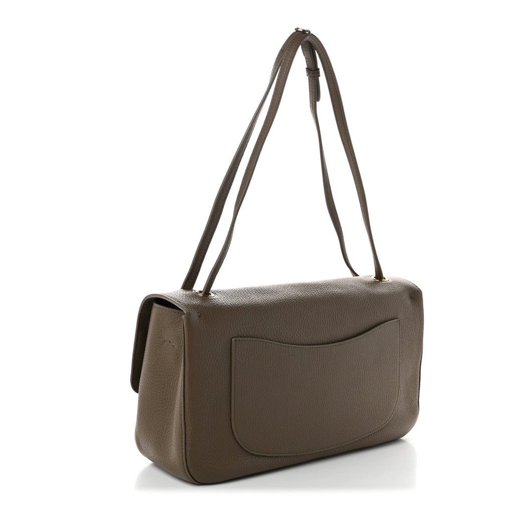 Grained Calfskin Small Souplissimo Maxi Flap Light Brown