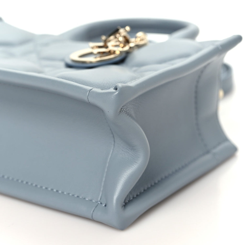 Calfskin Macrocannage Mini Book Tote Cloud Blue