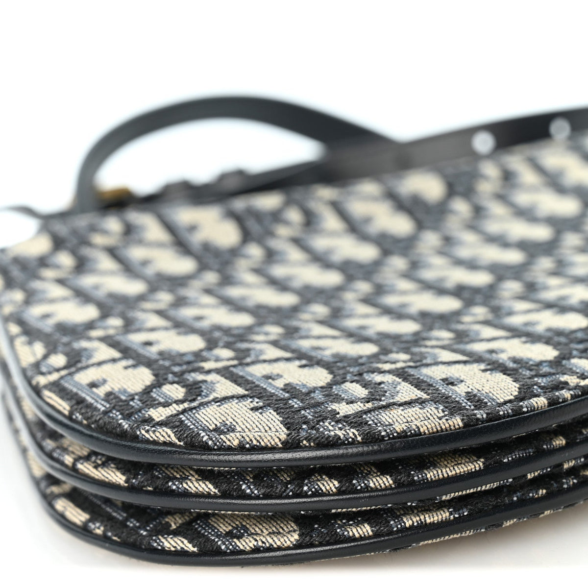 Oblique Saddle Pouch With Strap Navy Blue