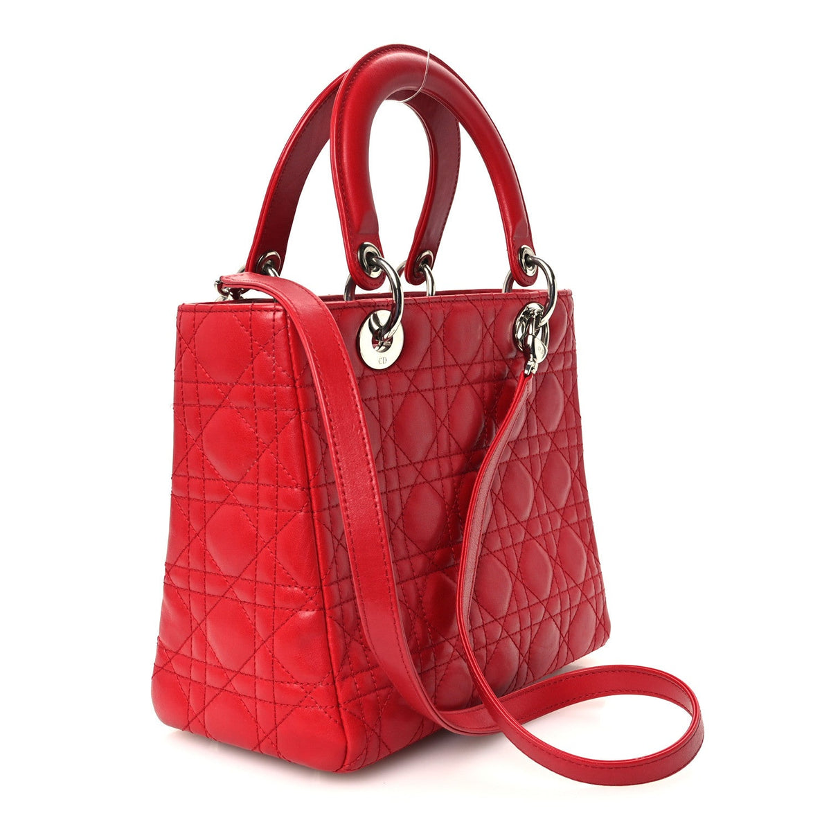 Lambskin Cannage Medium Lady Dior Red