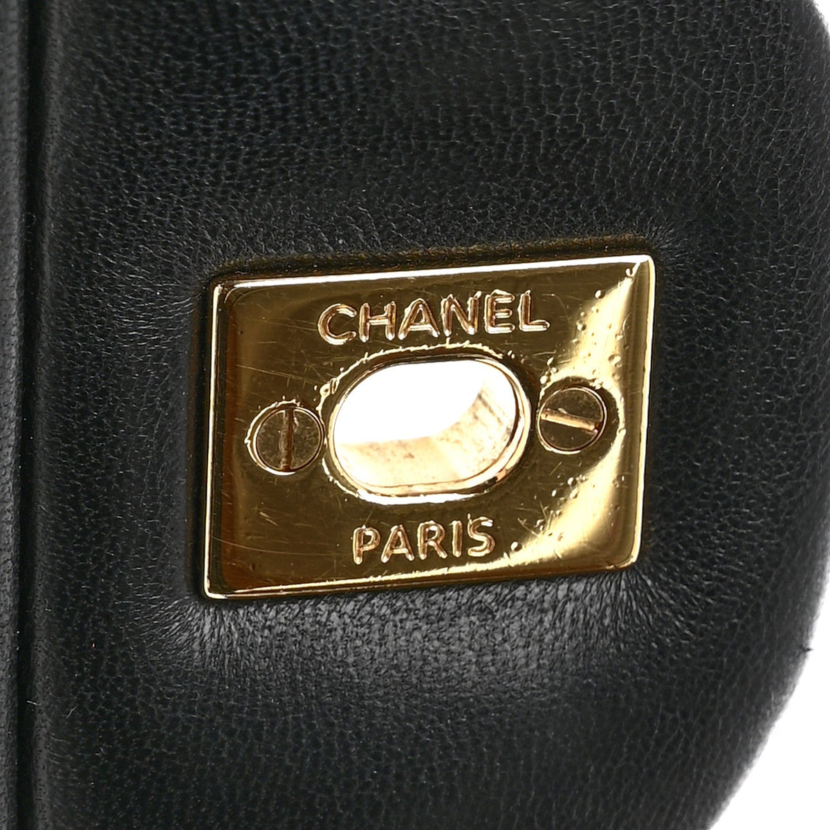 Lambskin Quilted Jumbo Double Flap Black