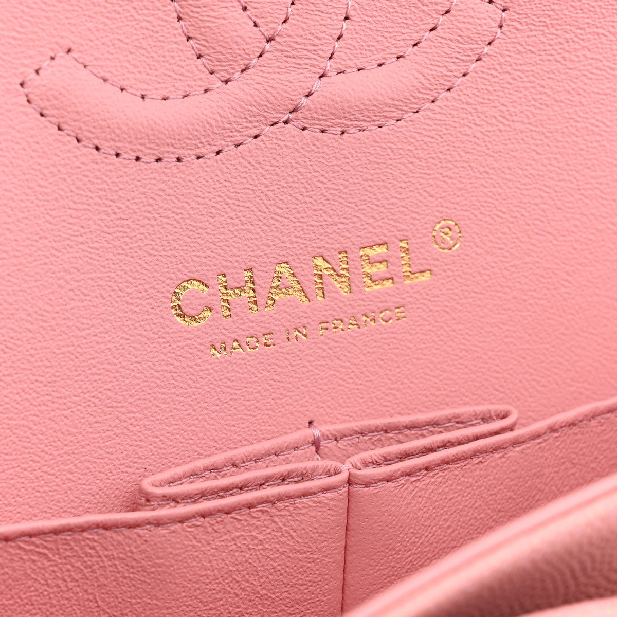 Caviar Chevron Quilted Small Double Flap Pink
