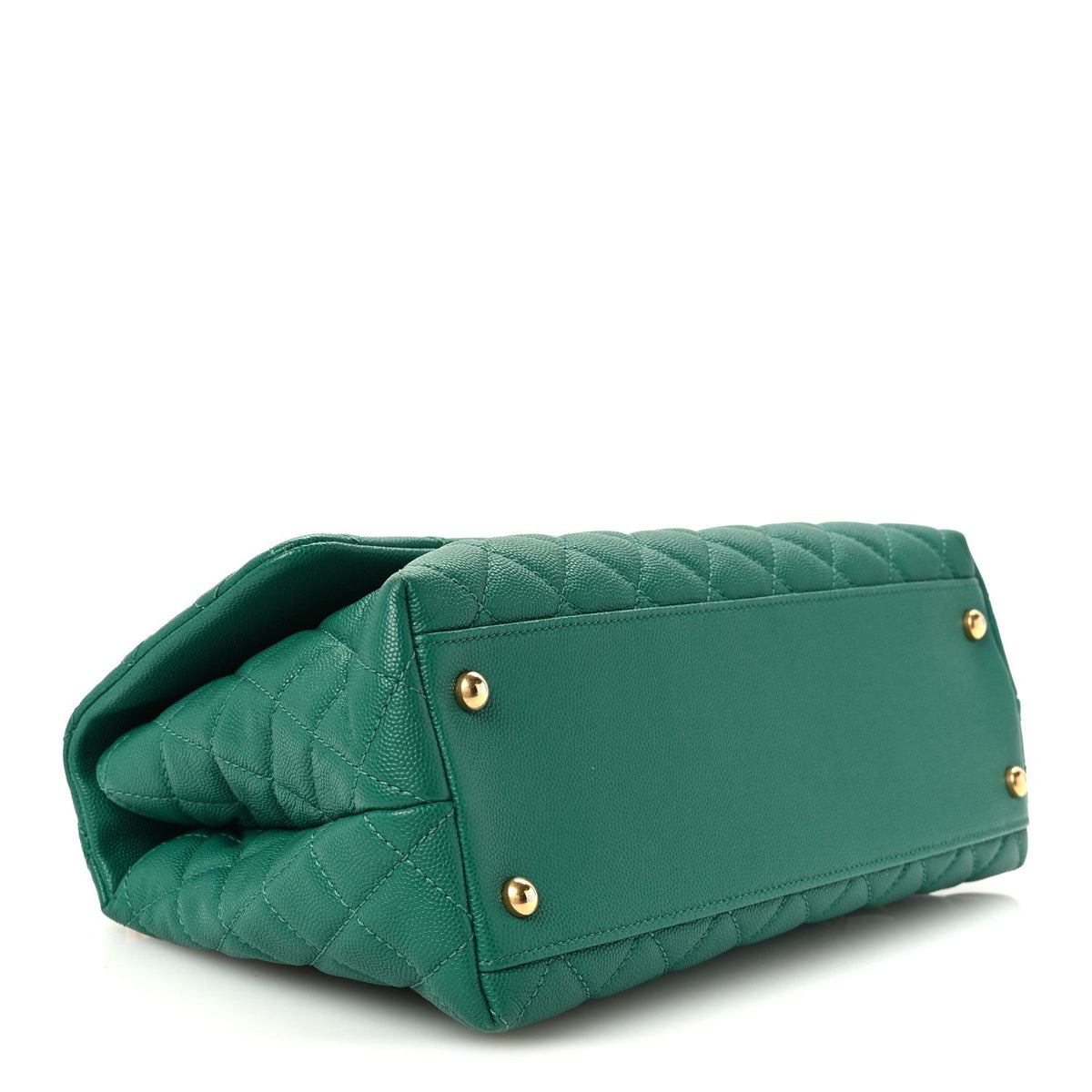 Caviar Quilted Small Coco Handle Flap Green