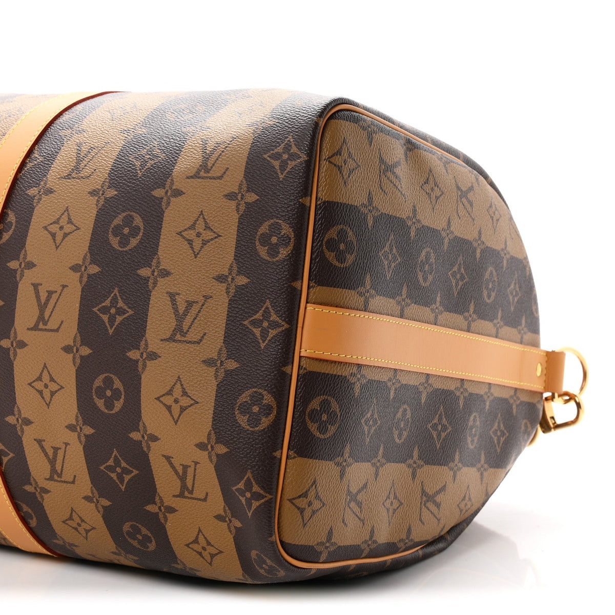 X NIGO Reverse Monogram Stripe Keepall Bandouliere 50 Brown