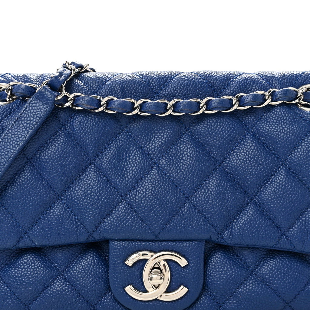 Caviar Quilted Medium Easy Flap Blue