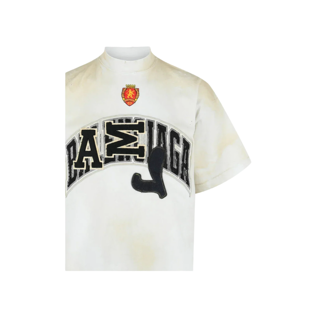 Balenciaga Oversized Embroidered Skater T shirt Dirty White