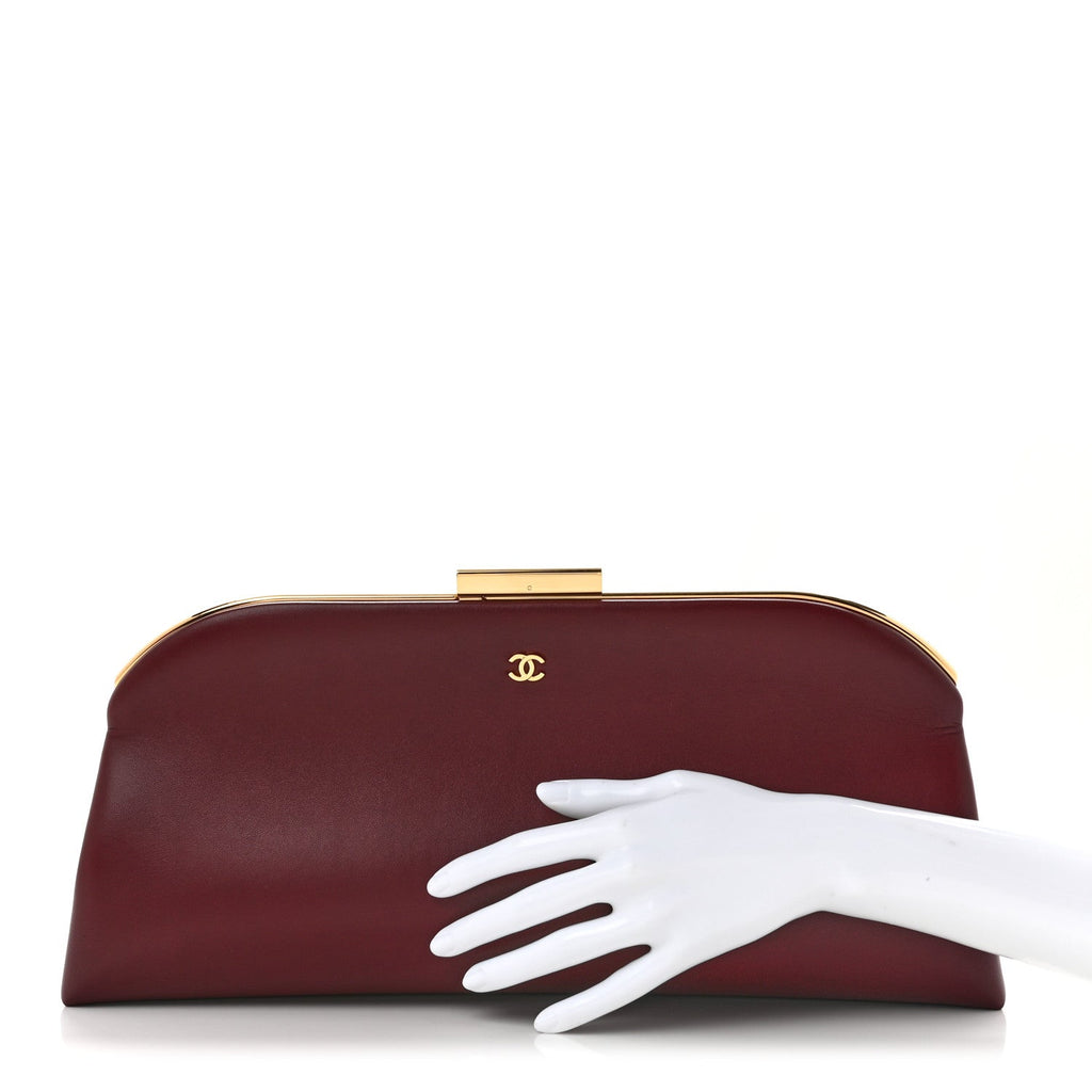 Lambskin Large Clutch Burgundy