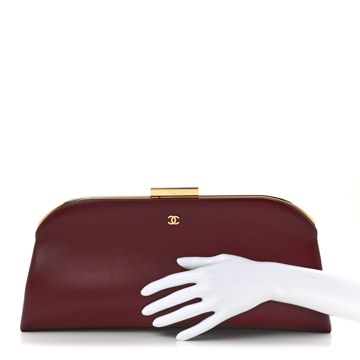 Lambskin Large Clutch Burgundy