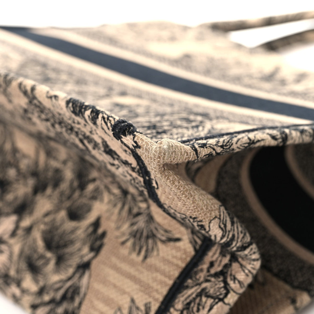 Canvas Embroidered Medium Dioriviera Toile De Jouy Book Tote Black