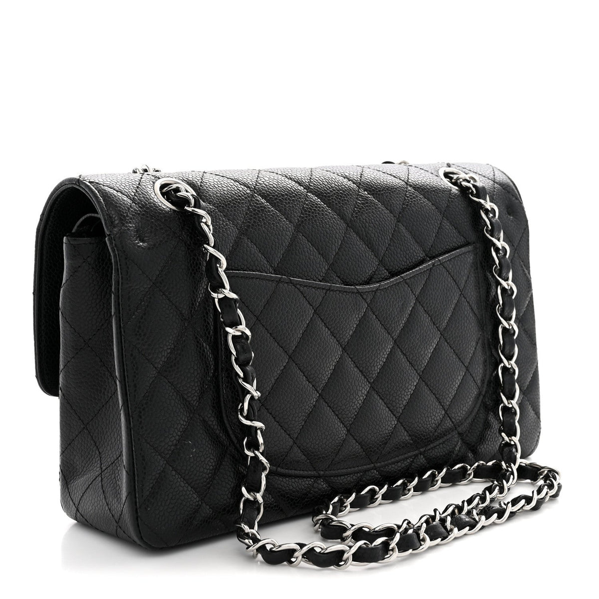 Caviar Quilted Medium Double Flap Black