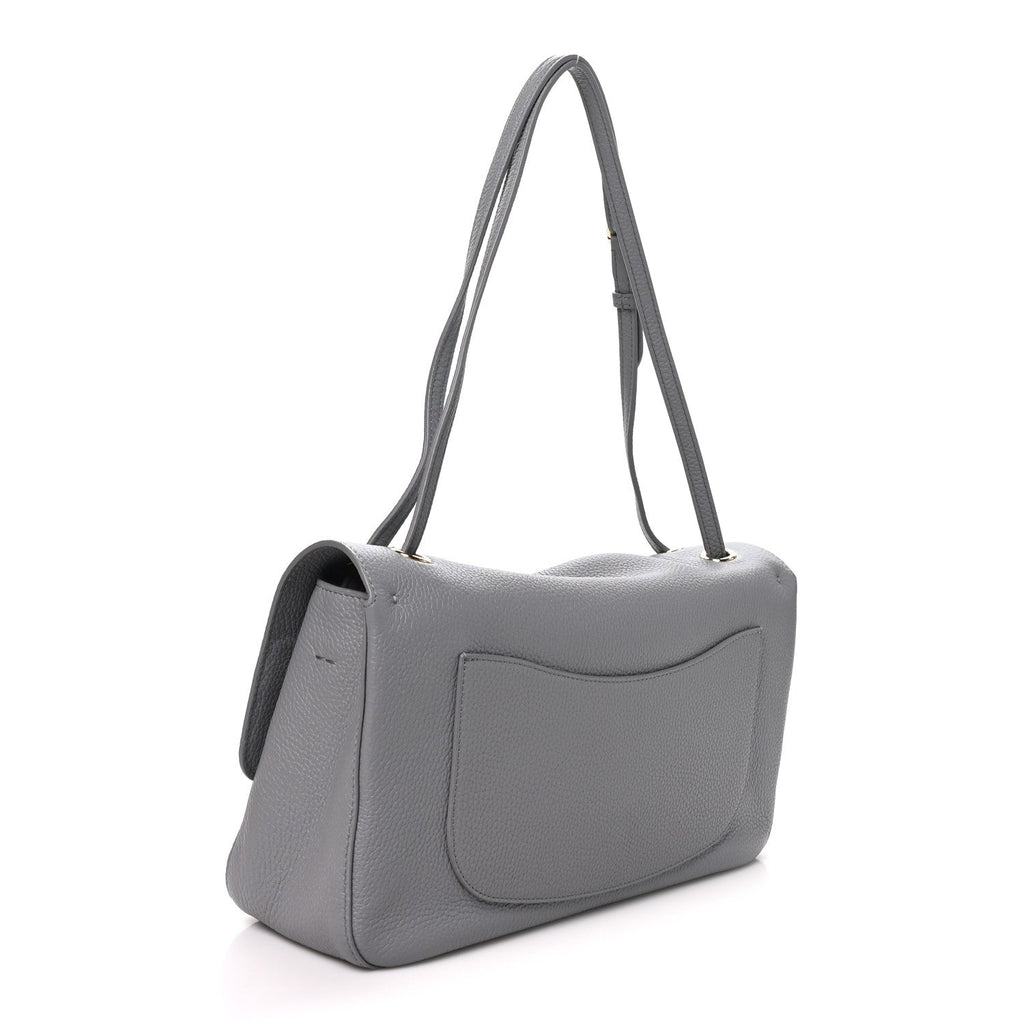 Grained Calfskin Small Souplissimo Maxi Flap Grey