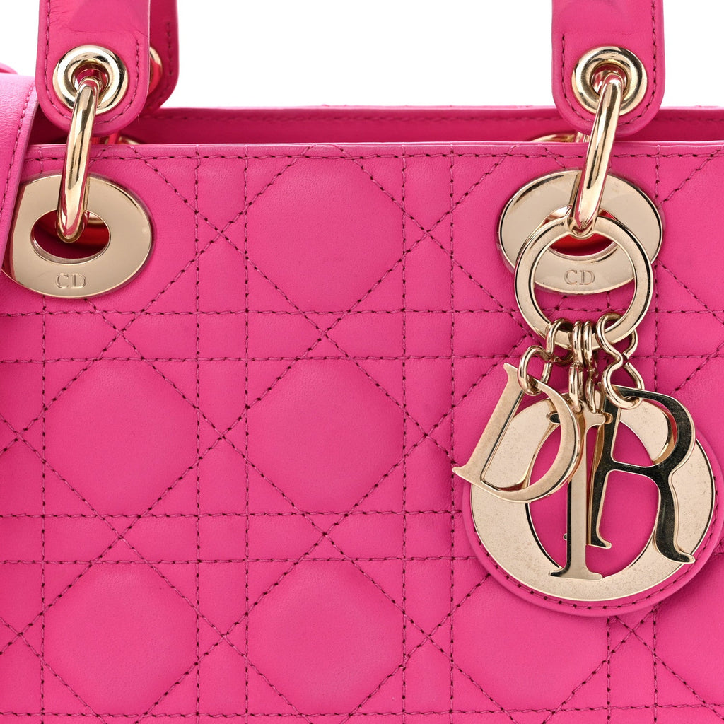 Lambskin Cannage Small My ABCDior Lady Dior Fuchsia