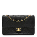 Lambskin Quilted Small Double Flap Black