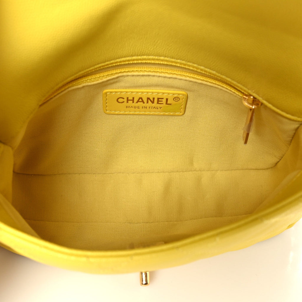 Caviar Quilted Mini CC You Flap Yellow