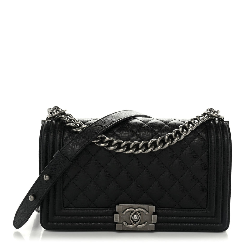 Caviar Quilted Medium Boy Flap Black