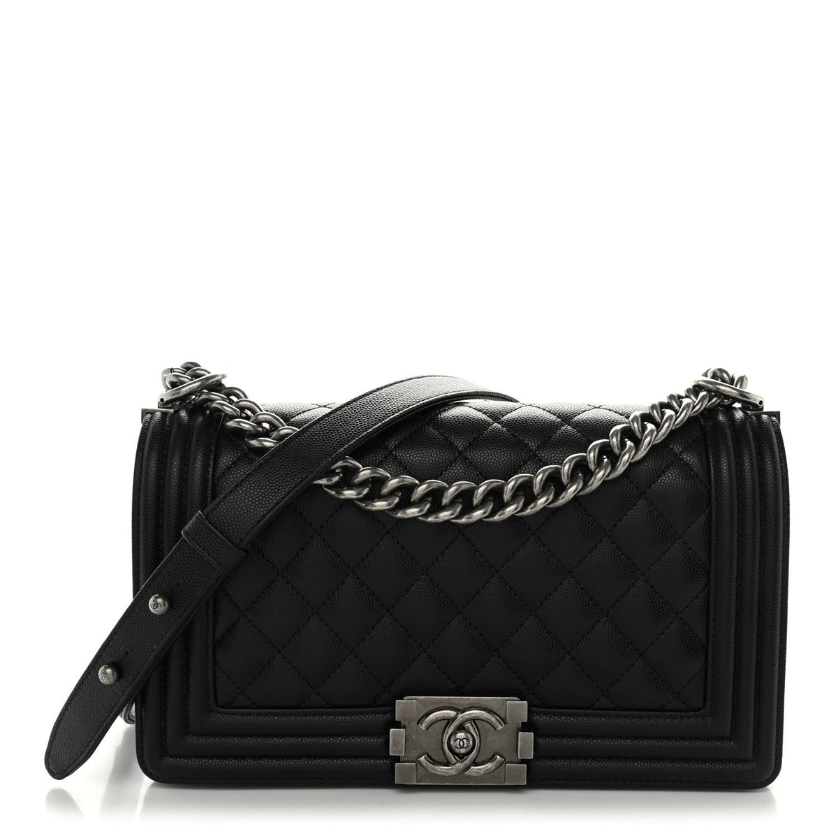 Caviar Quilted Medium Boy Flap Black