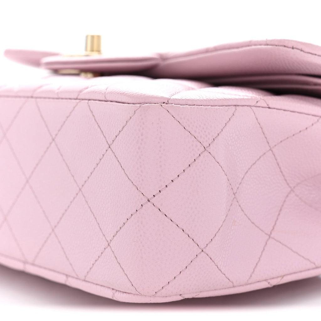 Caviar Quilted Small Double Flap Pink