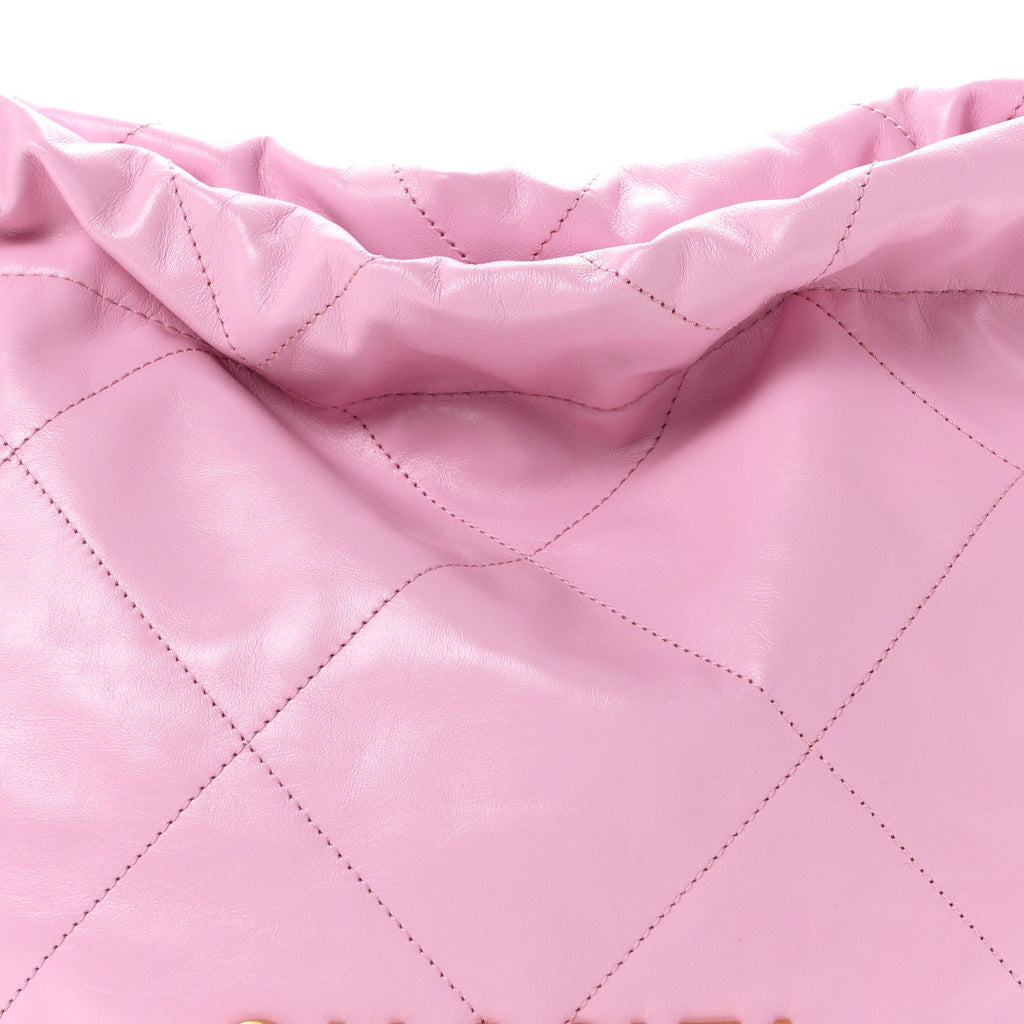 Shiny Calfskin Quilted Small Chanel 22 Pink
