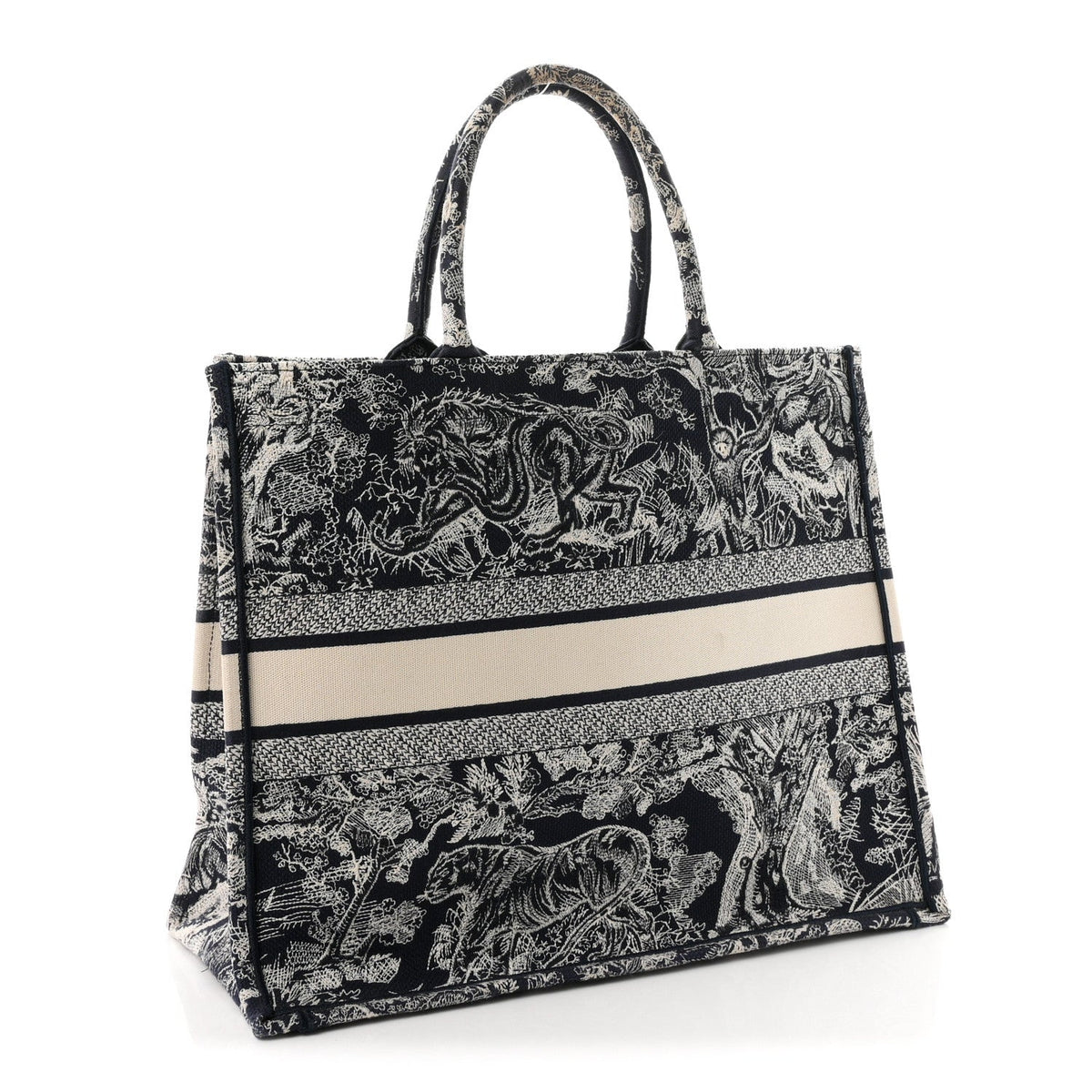 Canvas Embroidered Large Dioriviera Toile De Jouy Reverse Book Tote Blue