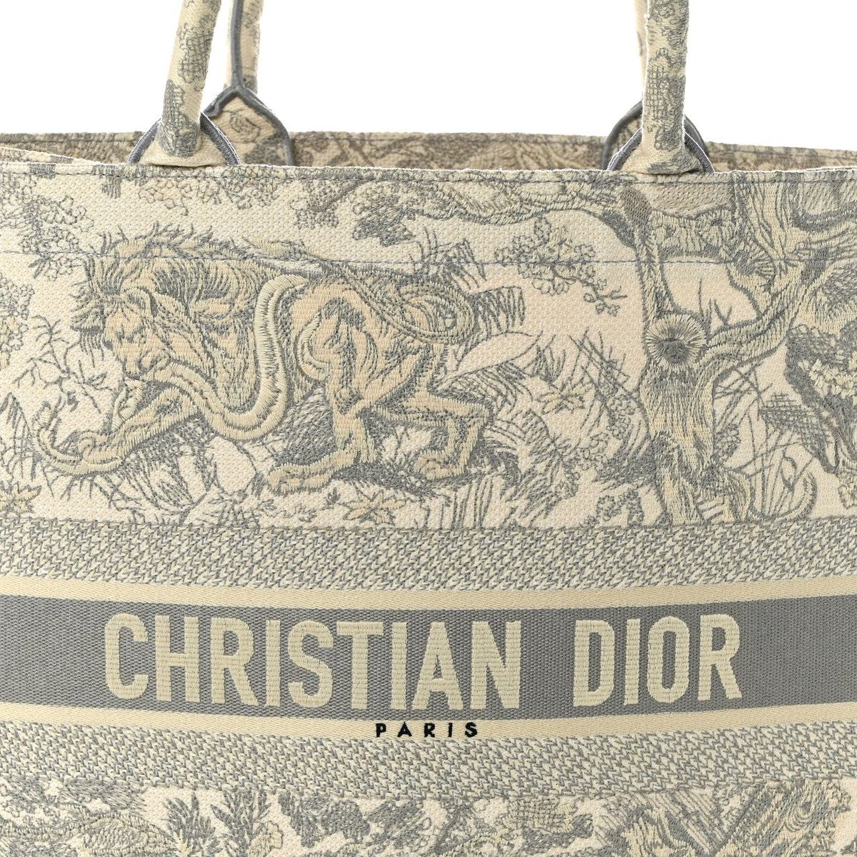 Canvas Embroidered Large Dioriviera Toile De Jouy Book Tote Gray