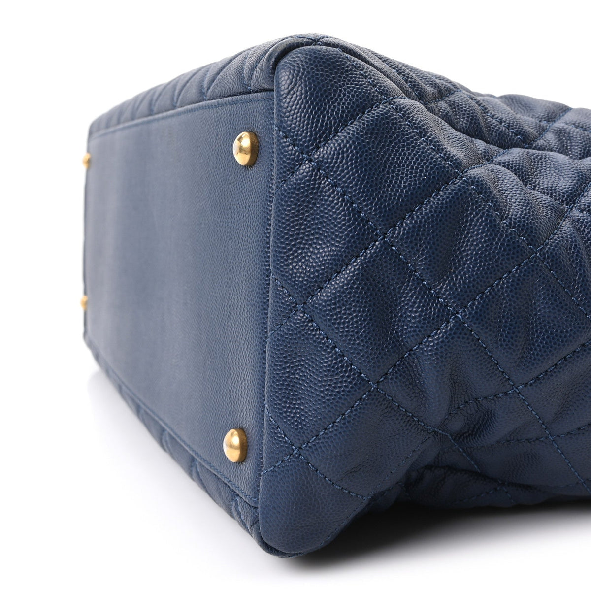 Caviar Quilted Large Coco Handle Shopping Tote Navy