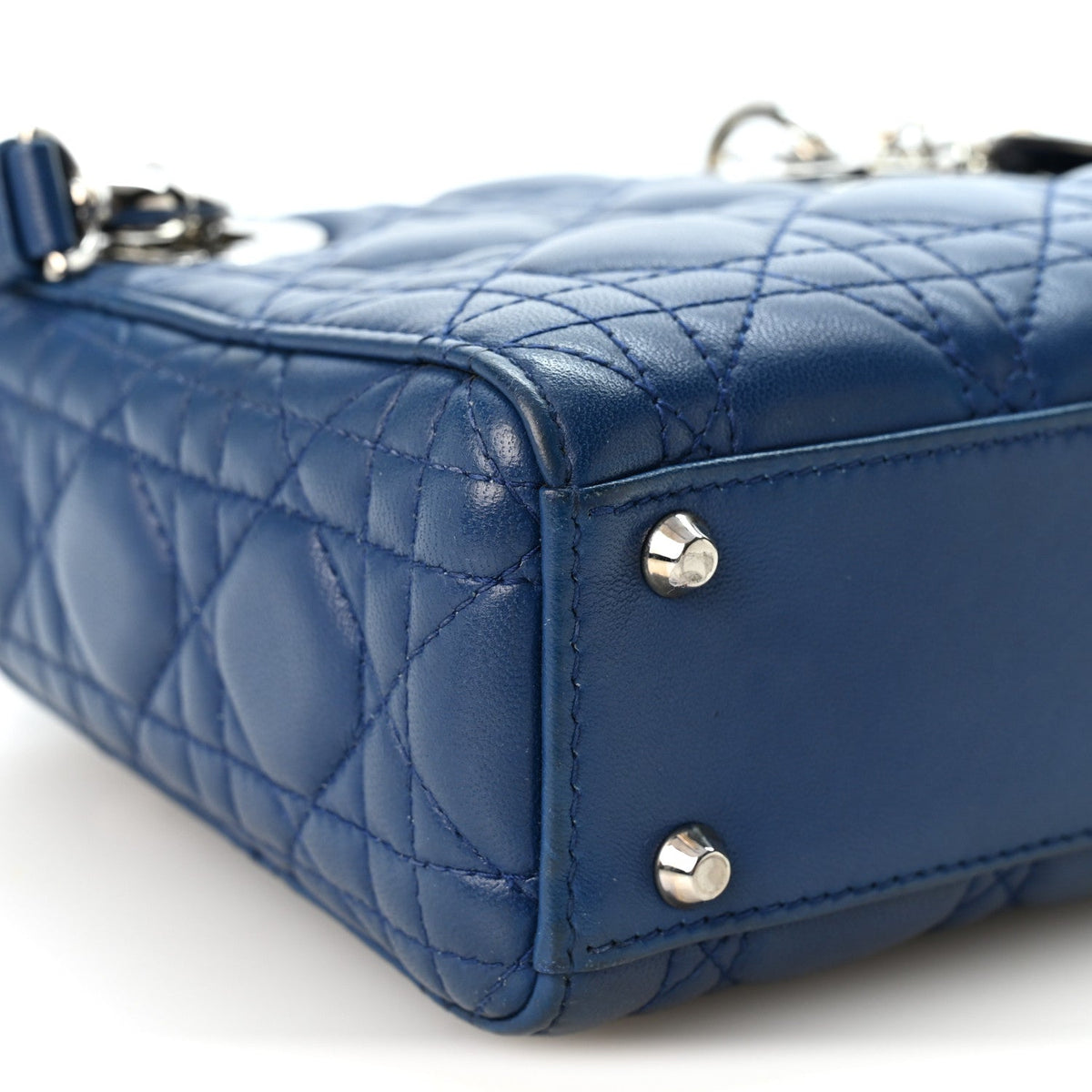 Lambskin Cannage Mini Lady Dior Navy Blue