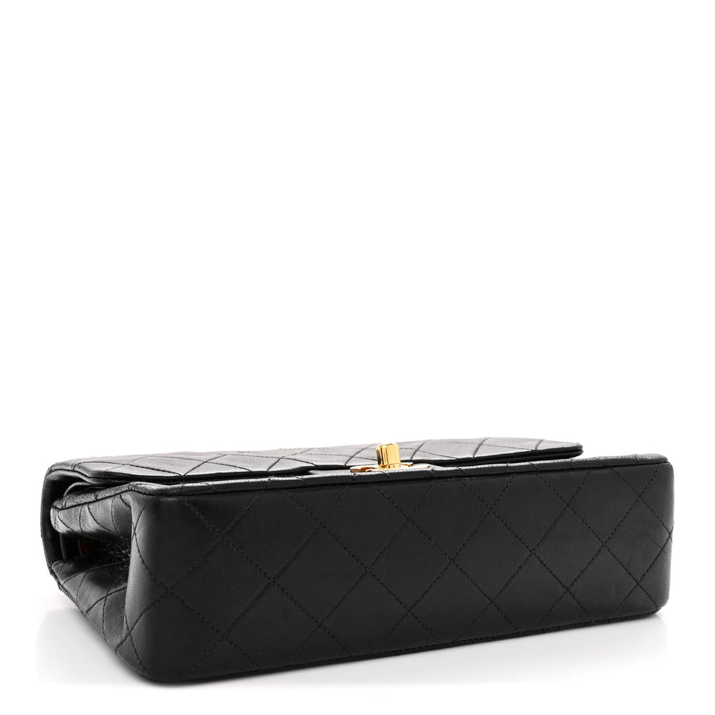 Lambskin Quilted Small Double Flap Black