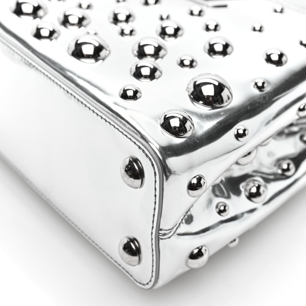 LV X YK Metallic Taurillon Brass Metal Dots Capucines BB Silver