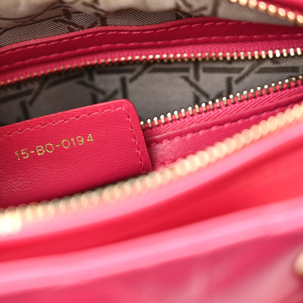 Lambskin Cannage Medium Lady Dior Fuchsia