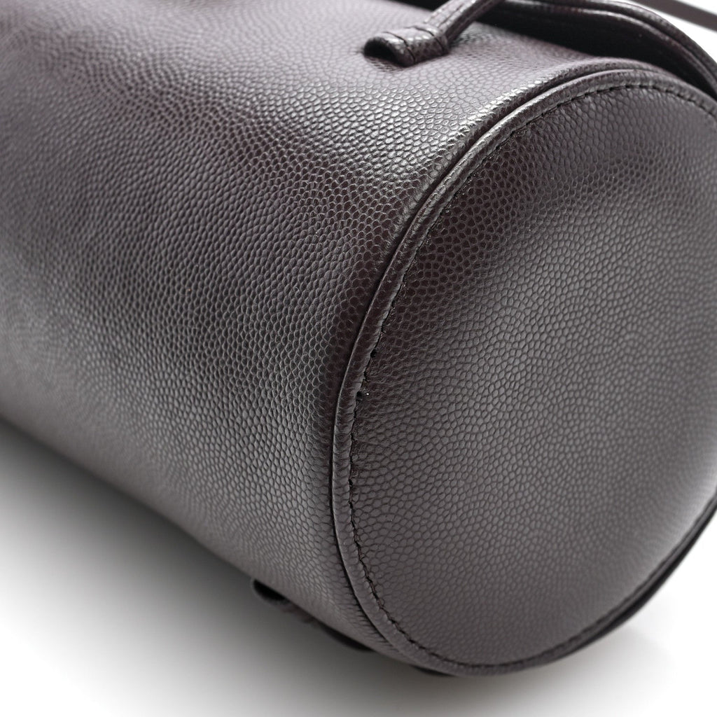 Shiny Caviar Preppy Coco Small Bowling Bag Black