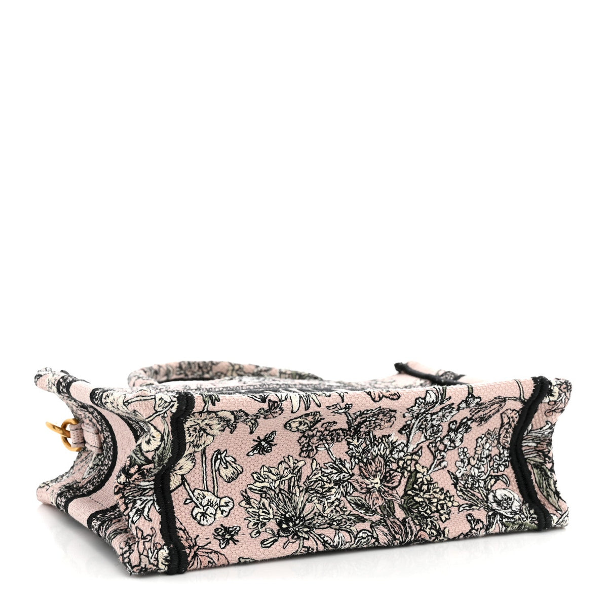 Canvas Embroidered Mini Book Tote With Strap Pink Multicolor