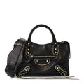 Chevre Gold Metallic Edge Hardware Mini City Black