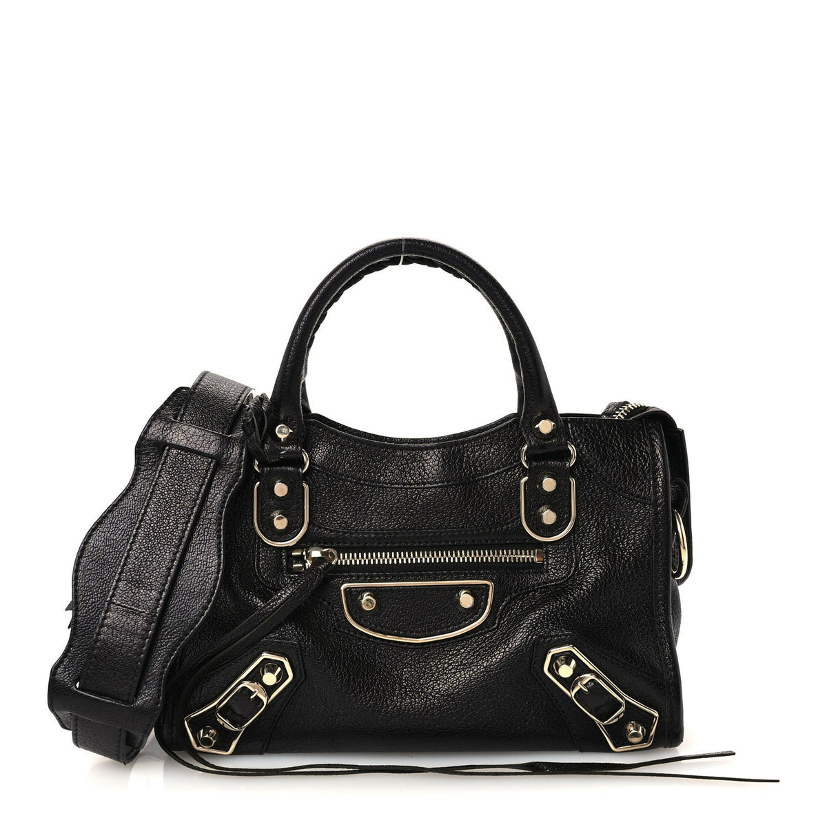 Chevre Gold Metallic Edge Hardware Mini City Black