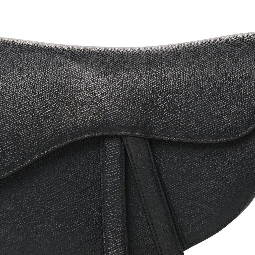 Grained Calfskin Saddle Bag Black
